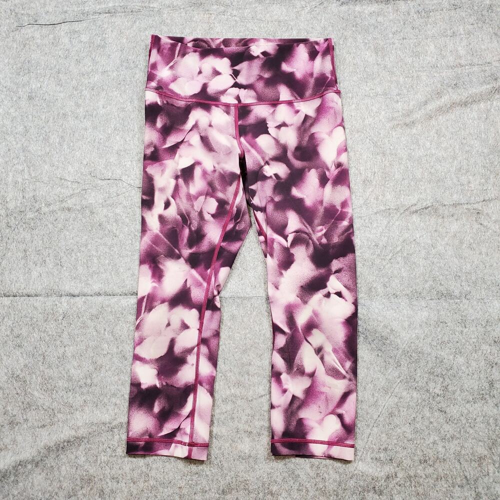 Lululemon Leggings Womens 8 Wunder Under Crop Hi‎ Rise 21" Blush Blossom Alpine